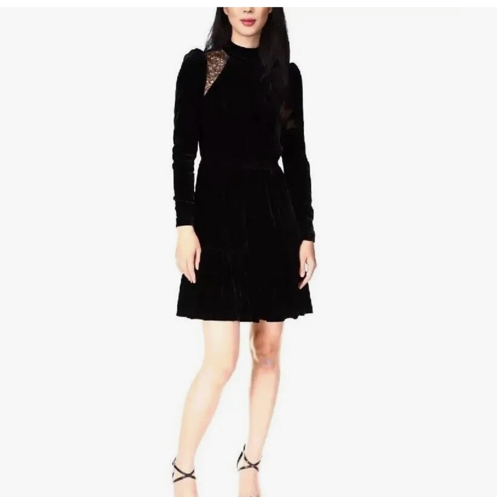 Michael Kors Lace-trimmed women Velvet black Dress